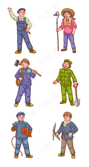 五一劳动节人物工人农民系列