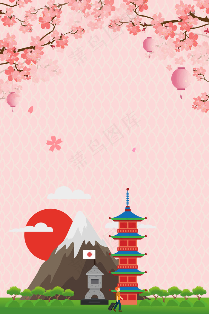 劳动节日本出游平面素材