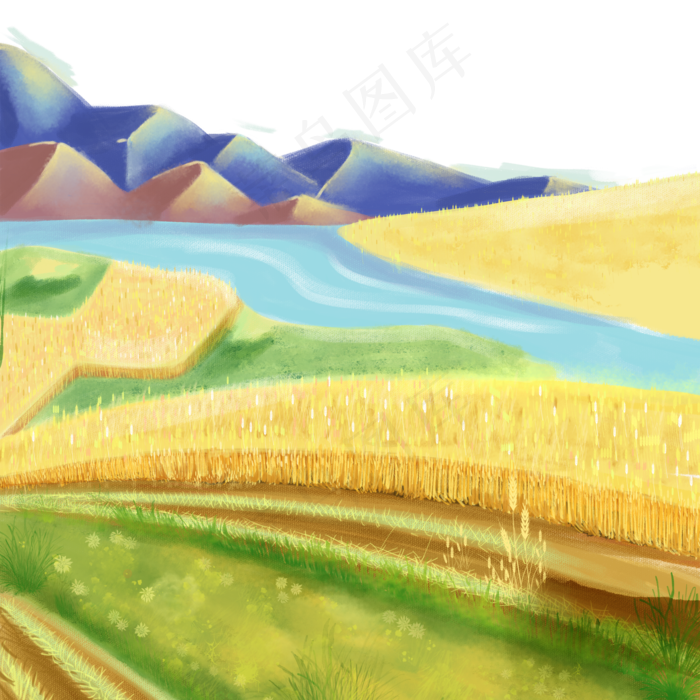 彩色远山芒种风景(2000X2000(DPI:300))psd模版下载