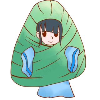 端午节被粽子包着的小男孩手绘
