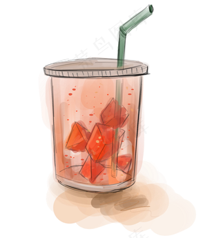 夏天红色西瓜汁,免抠元素