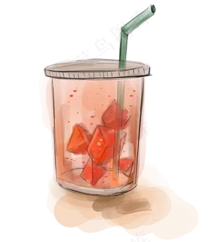 夏天红色西瓜汁,免抠元素