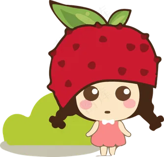 夏季水果矢量卡通可爱荔枝小女孩