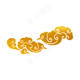 2019年剪纸烫金春节可爱祥云,免抠元素