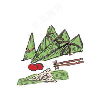 端午节吃粽子习俗水墨风手绘