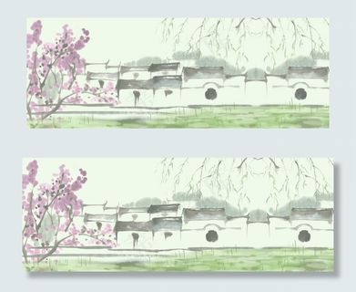 水墨画春到江南有疏梅