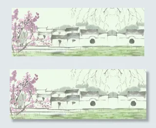 水墨画春到江南有疏梅