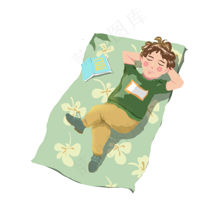 大暑夏日晒太阳男孩png素材