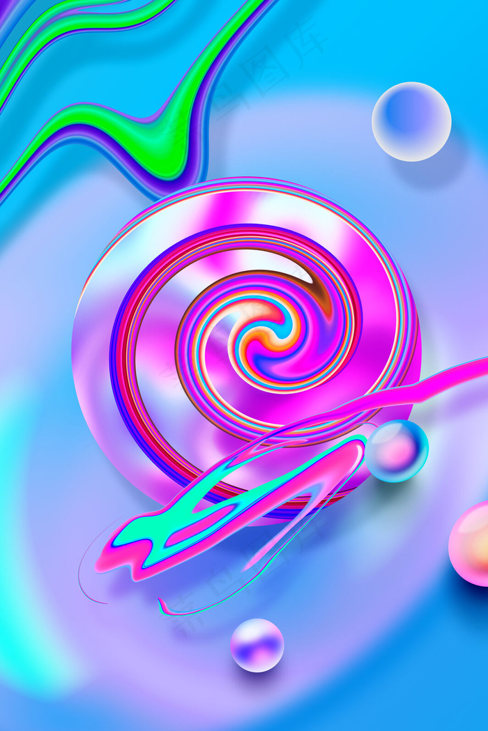 电商风几何蓝色流体抽象渐变扁平背景