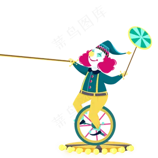 愚人节小丑表演独轮车
