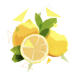 几何柠檬水果png免抠