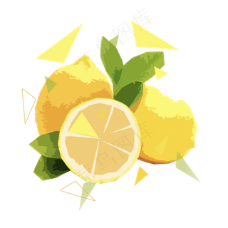 几何柠檬水果png免抠
