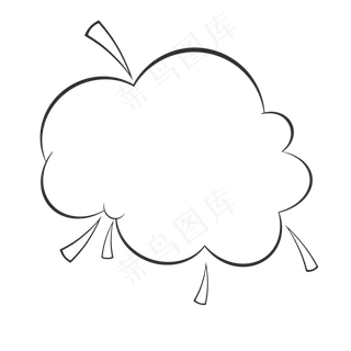 云状黑白爆炸对话框,免抠元素