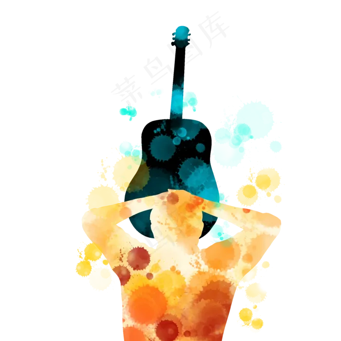 开学季吉他社团招新剪影,免抠元素(2000X2000(DPI:300))psd模版下载