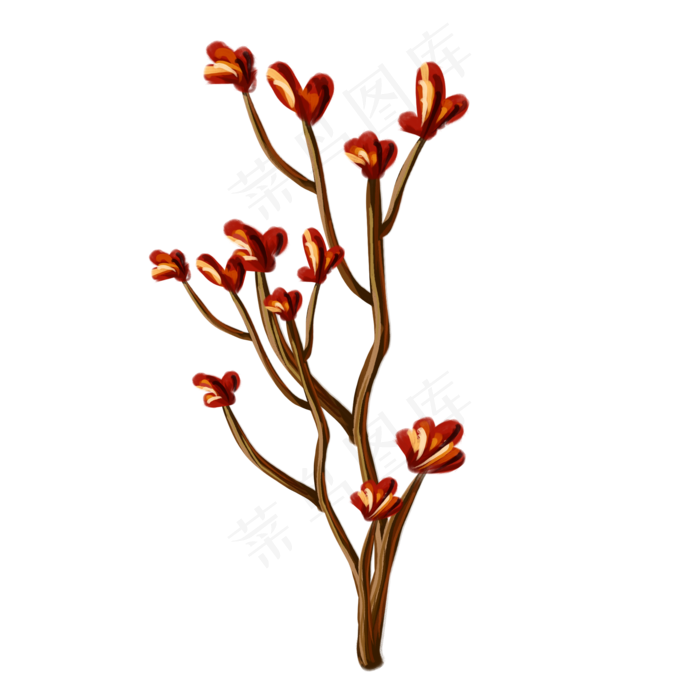 花朵树枝观花植物(2000X2000(DPI:300))psd模版下载