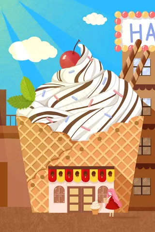 夏天清凉水果冰激凌屋