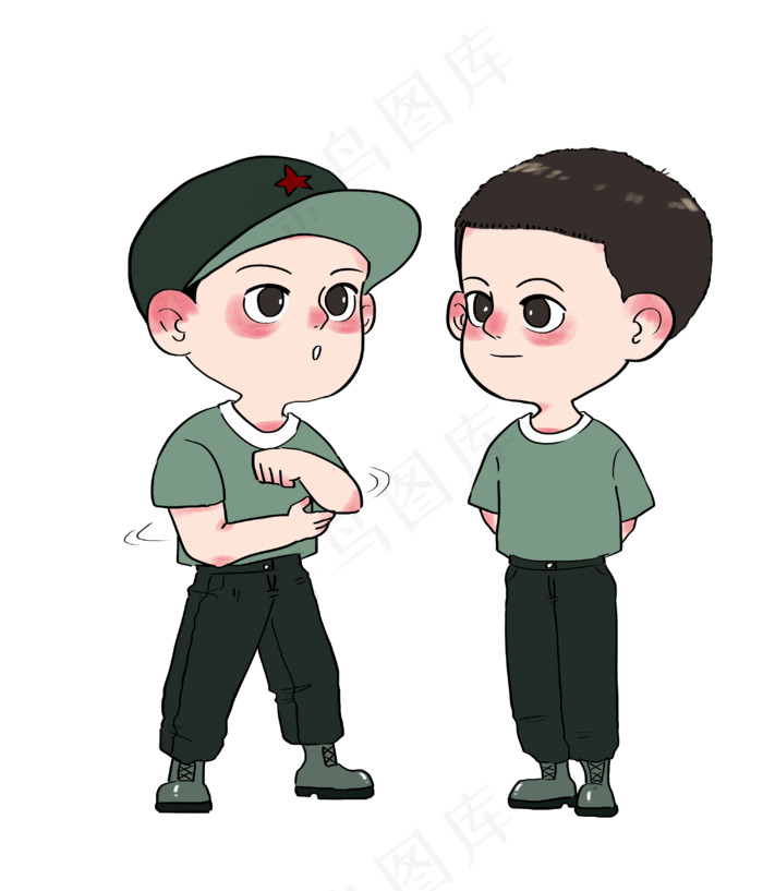 红色八一建军节可爱的小士兵给同(3000X3500(DPI:300))psd模版下载