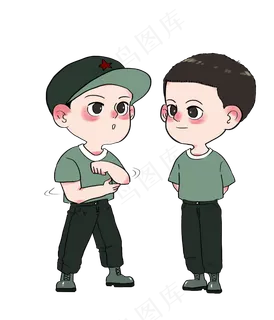 红色八一建军节可爱的小士兵给同