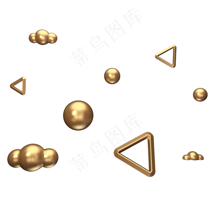 立体漂浮金色球C4D装饰,免抠元素(2000*2000px 300 dpi )psd模版下载