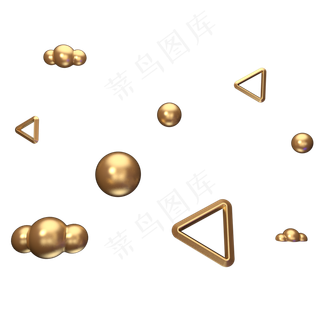 立体漂浮金色球C4D装饰,免抠元素