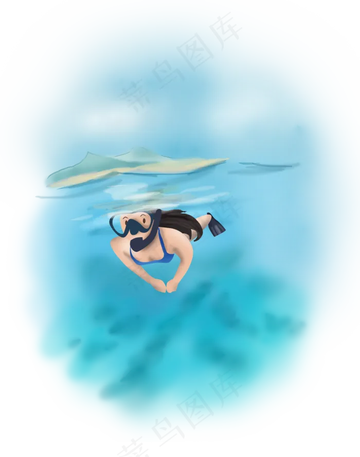 暑假夏日夏季大暑小暑潜水(3508X4458(DPI:300))psd模版下载