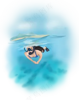 暑假夏日夏季大暑小暑潜水