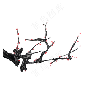 中国水墨红梅新春俊秀PNG