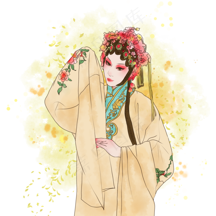 京剧扮相青衣花旦,免抠元素(3000*3000px 300 dpi )psd模版下载