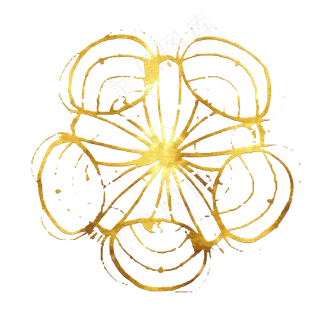 欧美装饰团花雪花黄金金箔,免抠元素