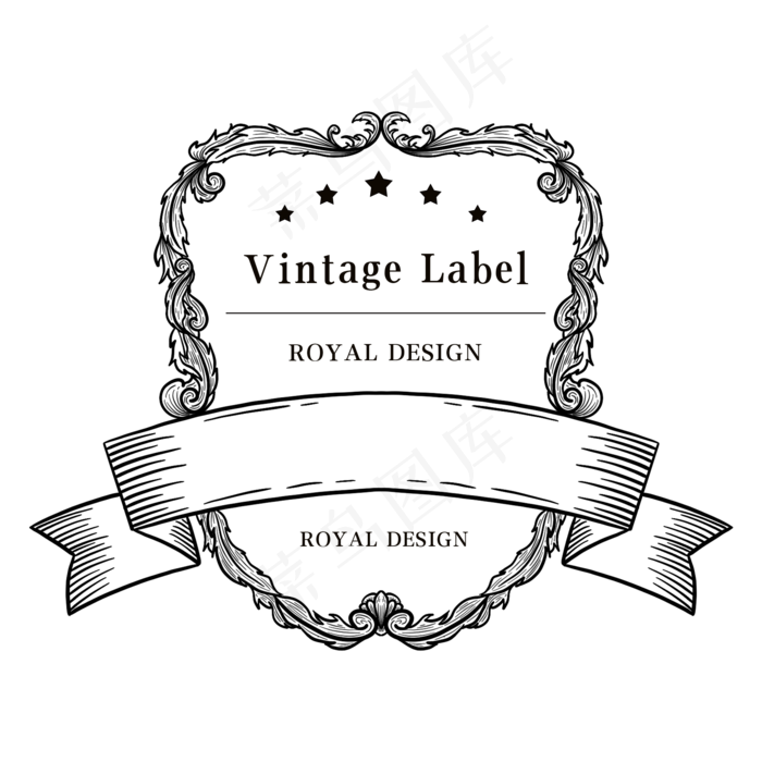 欧式花纹复古标签