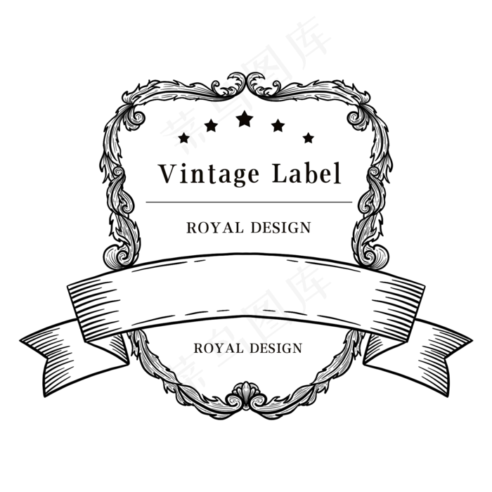 欧式花纹复古标签(2000X2000(DPI:300))psd模版下载