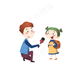 记者采访可爱小朋友上学插图