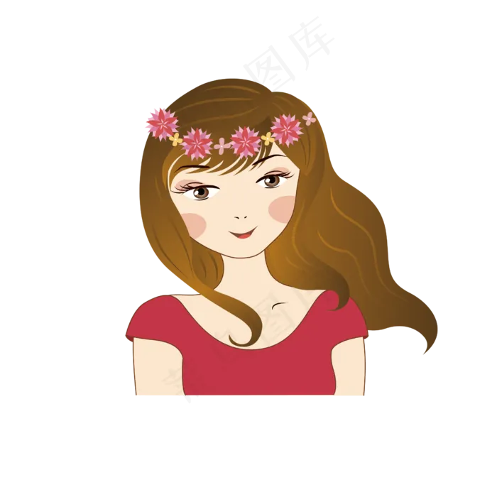情侣头像之带花环女孩(2481*2481px 300 dpi )ai矢量模版下载
