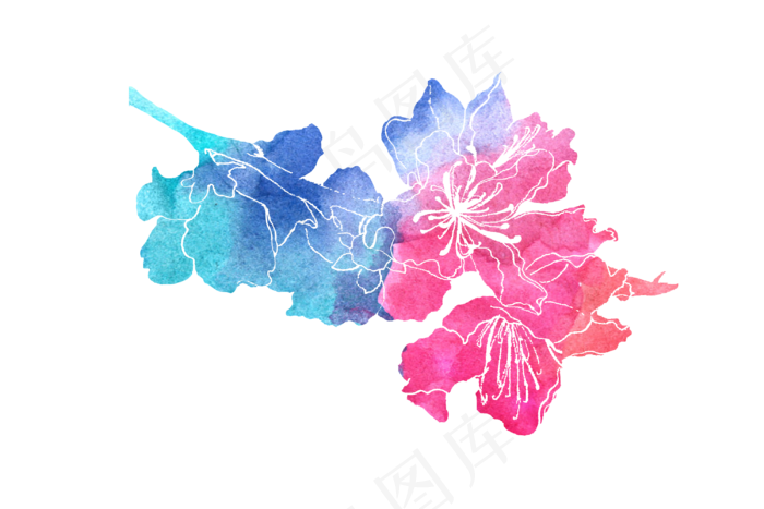 水彩花朵PNG素材(3000X2000(DPI:300))psd模版下载