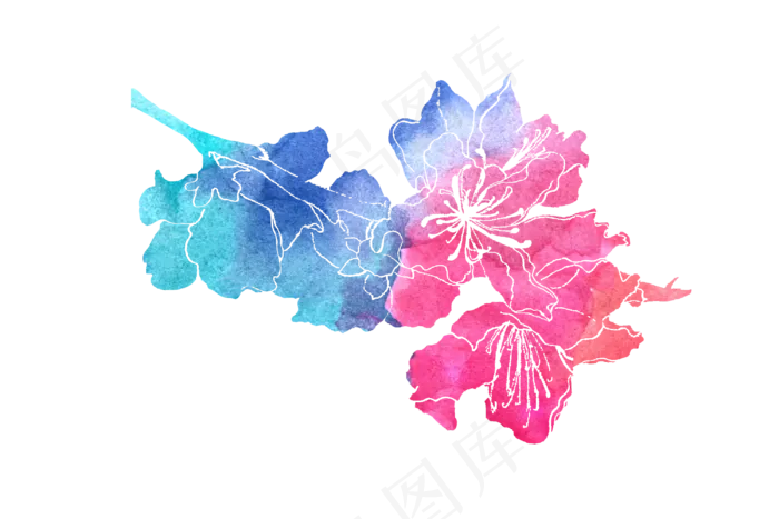 水彩花朵PNG素材(3000X2000(DPI:300))psd模版下载