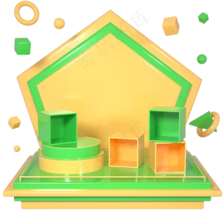 C4D绿黄色端午节电商展示舞台 C4D绿黄色端午节电商展示舞台