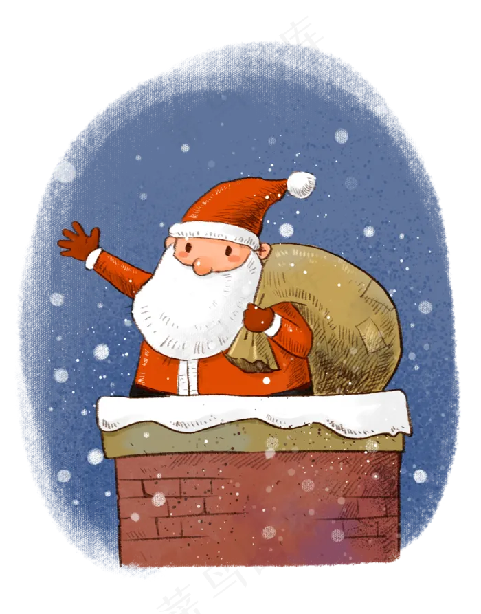 圣诞节送礼物的圣诞老人和烟囱PNG,免抠元素