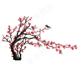 红色植物花朵元素,免抠元素