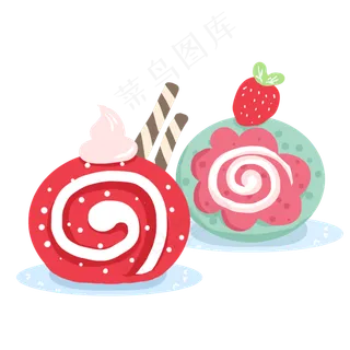 卡通美味草莓蛋糕卷