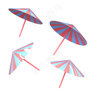 C4D立体雨伞遮阳伞电商装饰元素