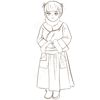 古风小女孩线稿