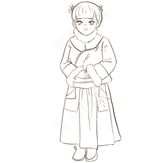 古风小女孩线稿