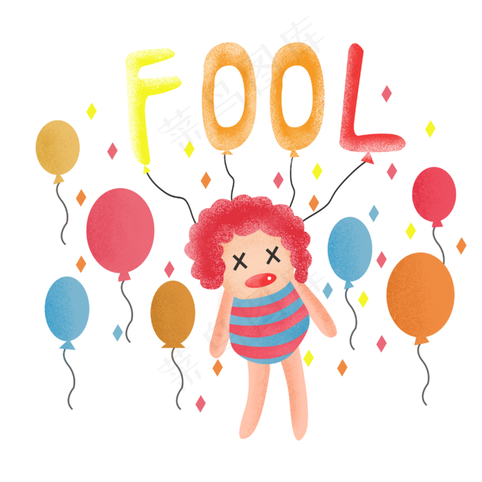 愚人节4月1日整人小丑气球PNG