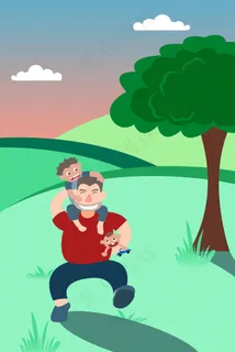 骑在爸爸脖子上的小孩