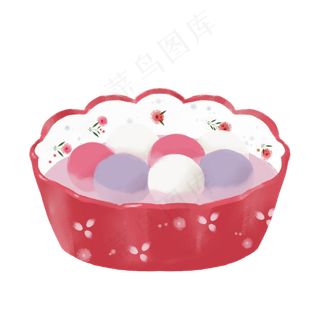 元宵节红色中国风碗七彩元宵,免抠元素