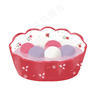 元宵节红色中国风碗七彩元宵,免抠元素