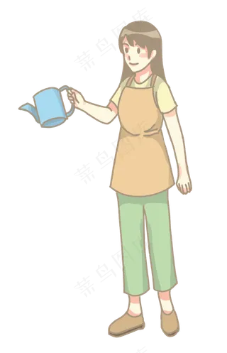 植树节女生浇水PNG素材