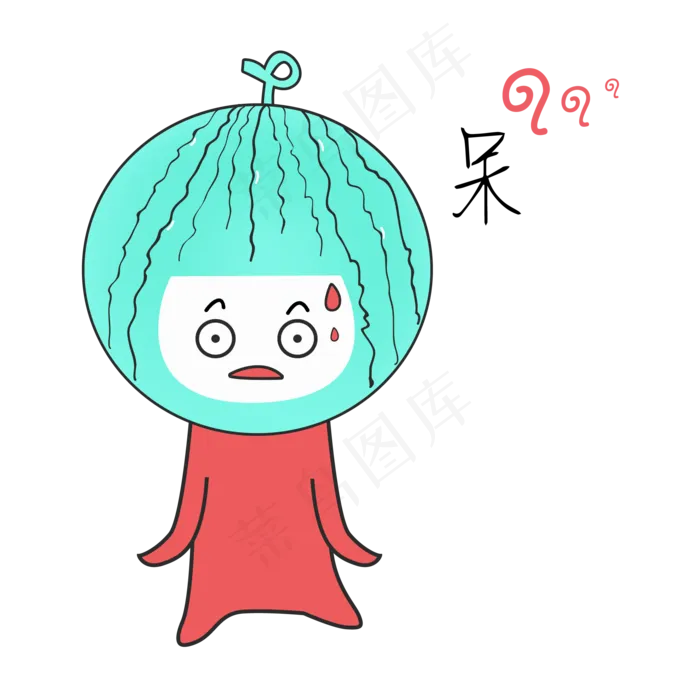 Q版西瓜娃娃呆表情包ai矢量模版下载