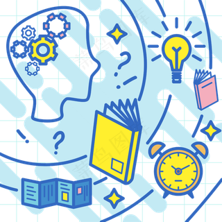 教育思维学习扁平PNG,免抠元素