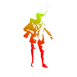 抗战人物剪影png图